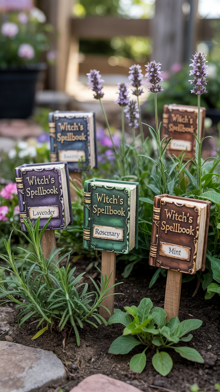 Witch’s Spellbook Garden Markers